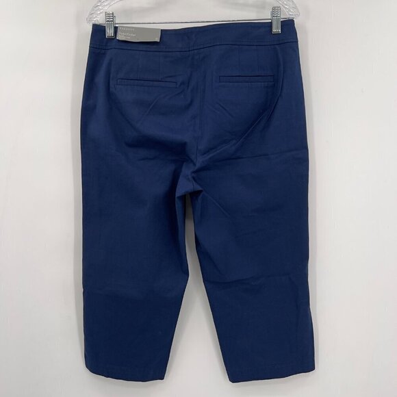 Talbots Pedal Pusher Length Slim-Leg Sits At Waist Navy Blue Capri Pants 8 NWT - Picture 2 of 14